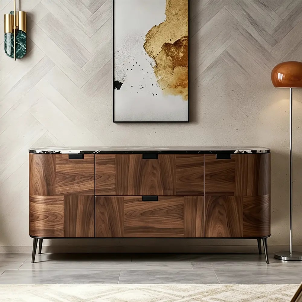 Walnut Veneer Storage Console lifestyle 1
