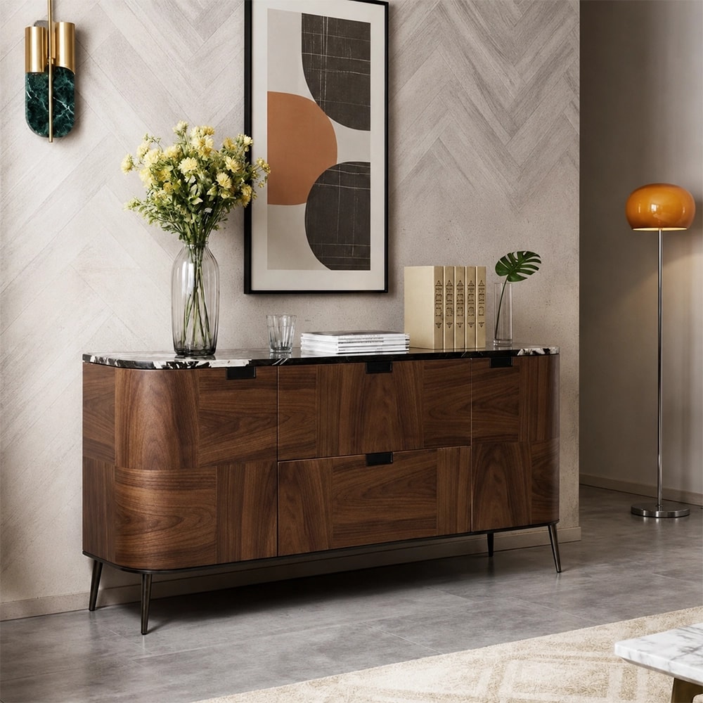 Walnut Veneer Storage Console lifestyle 3