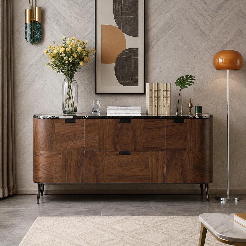Walnut Veneer Storage Console lifestyle 2