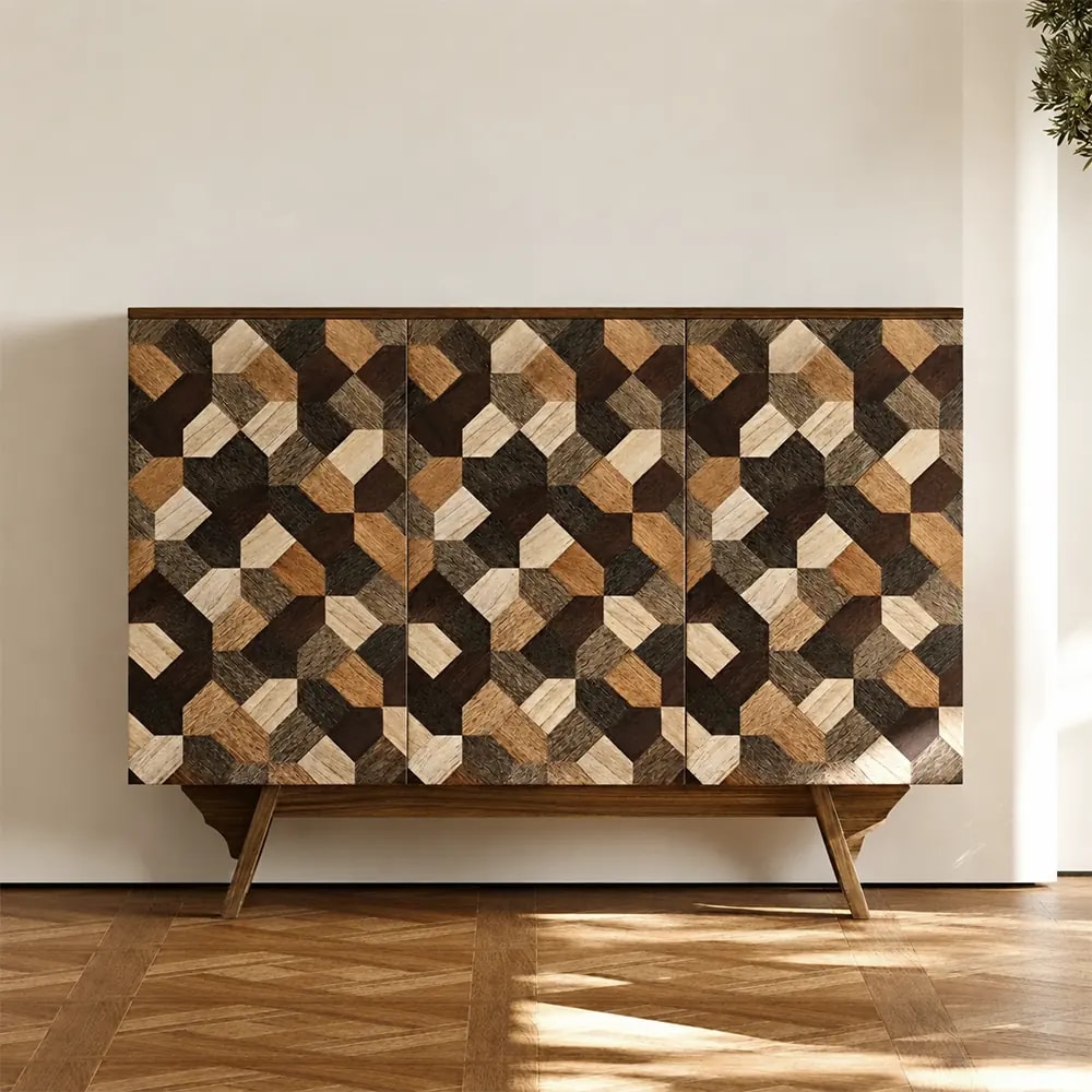 Wabi-Sabi Parquetry High-Leg Sideboard lifestyle 1