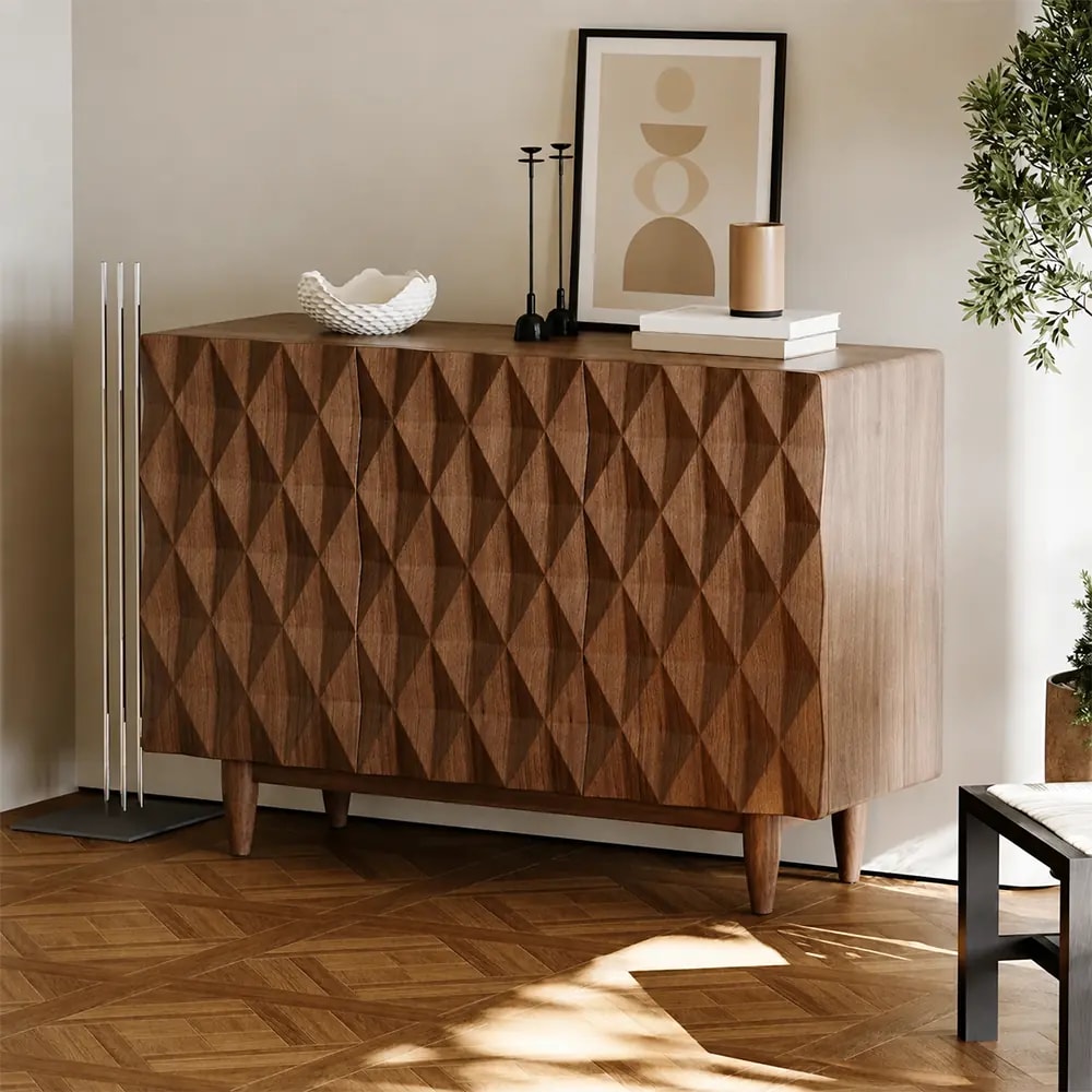Walnut Veneer Sideboard, Diamond Texture lifestyle 3