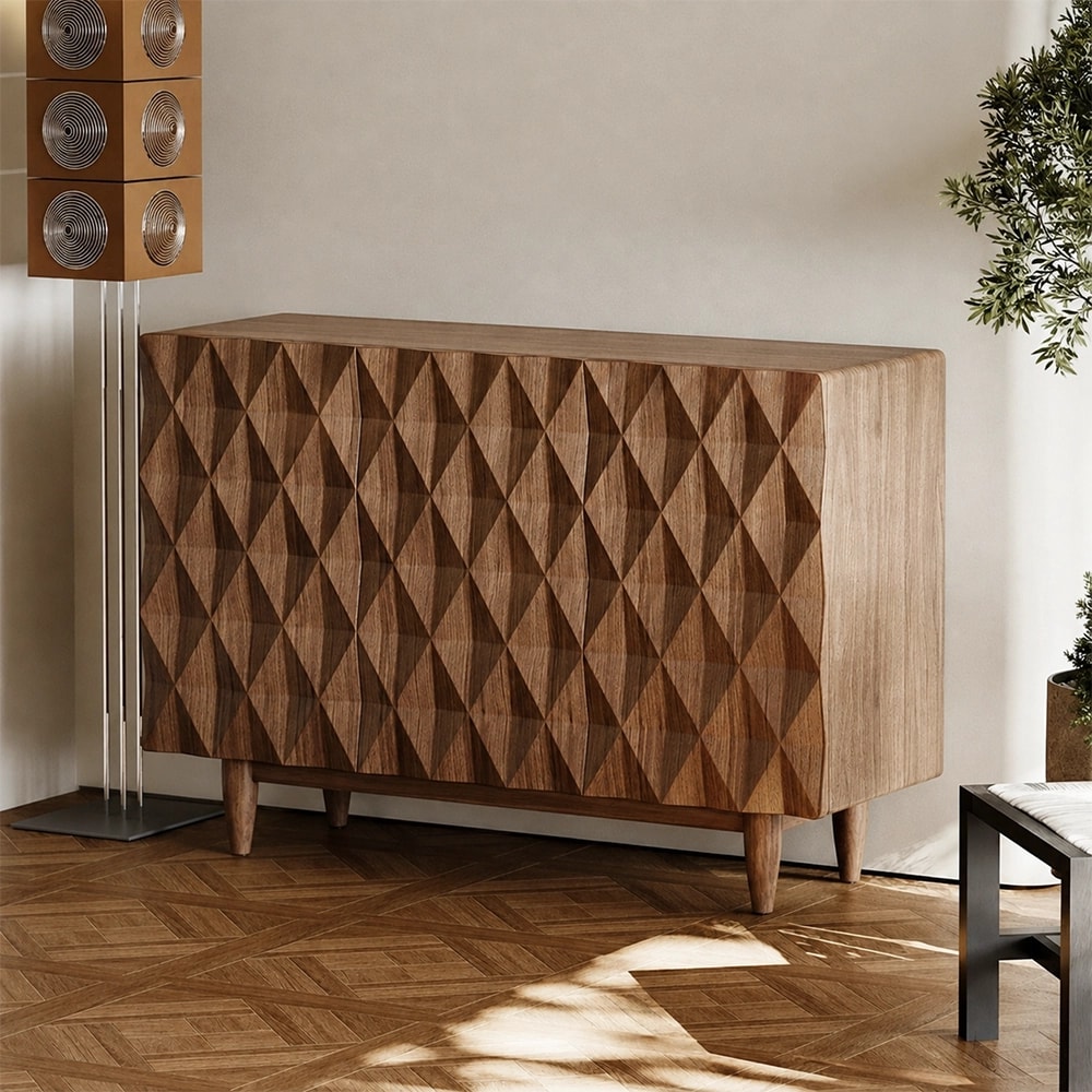 Walnut Veneer Sideboard, Diamond Texture lifestyle 1