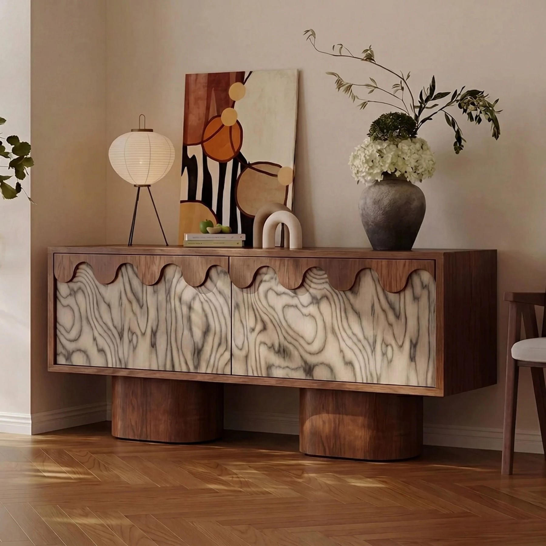 Wavy Walnut Sideboard lifestyle 3