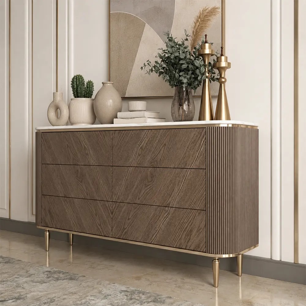 Wavy Marble & Wood Sideboard lifestyle 3
