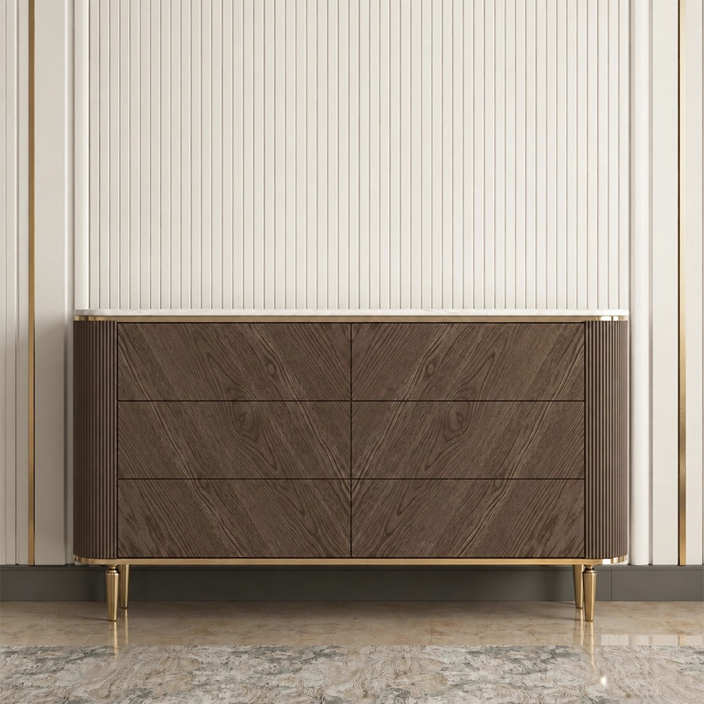 Wavy Marble & Wood Sideboard lifestyle 1