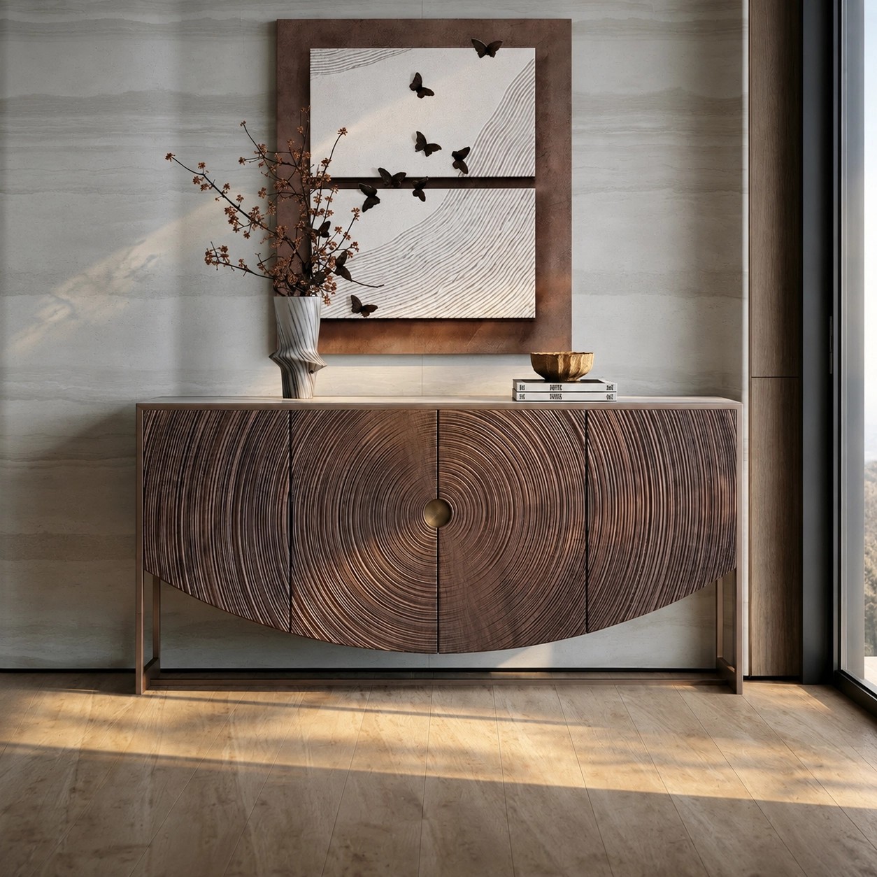 Mid‑Century Carved Tree‑Ring Sideboard lifestyle 2