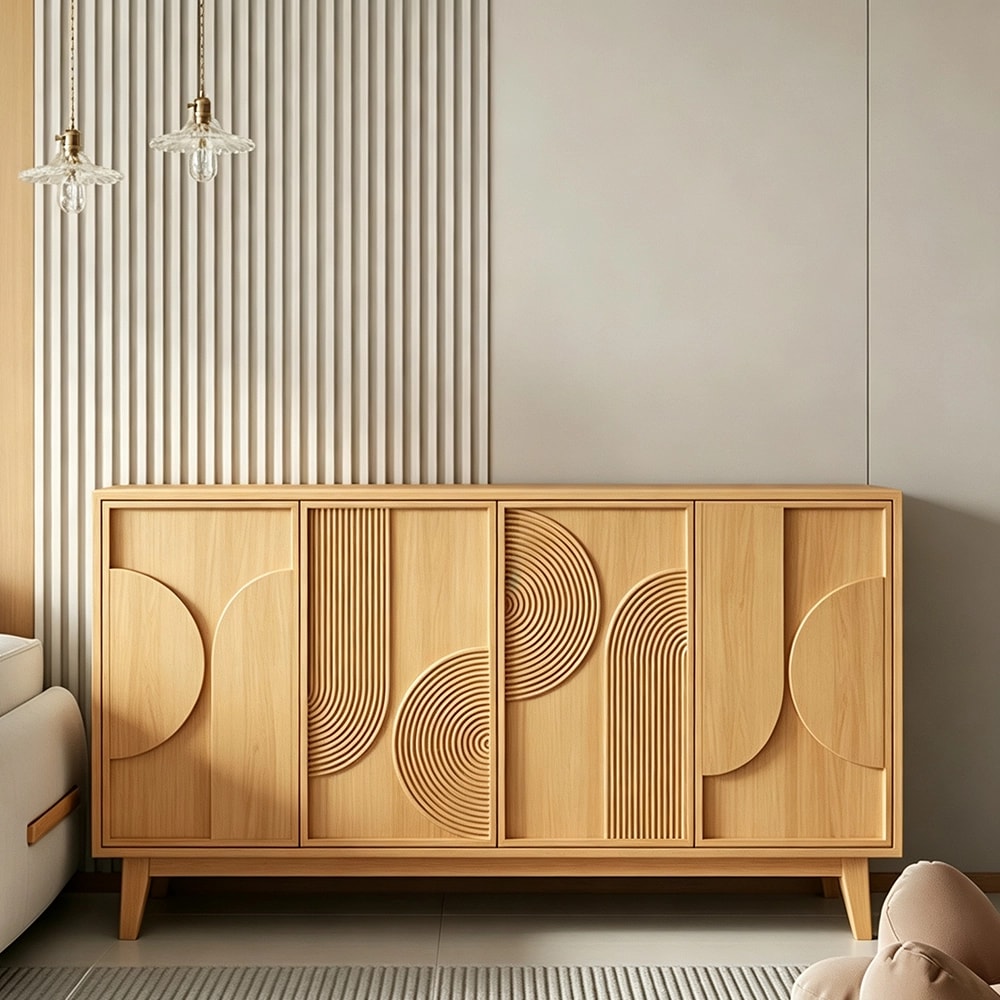 French Style Carved Wood Sideboard lifestyle 1