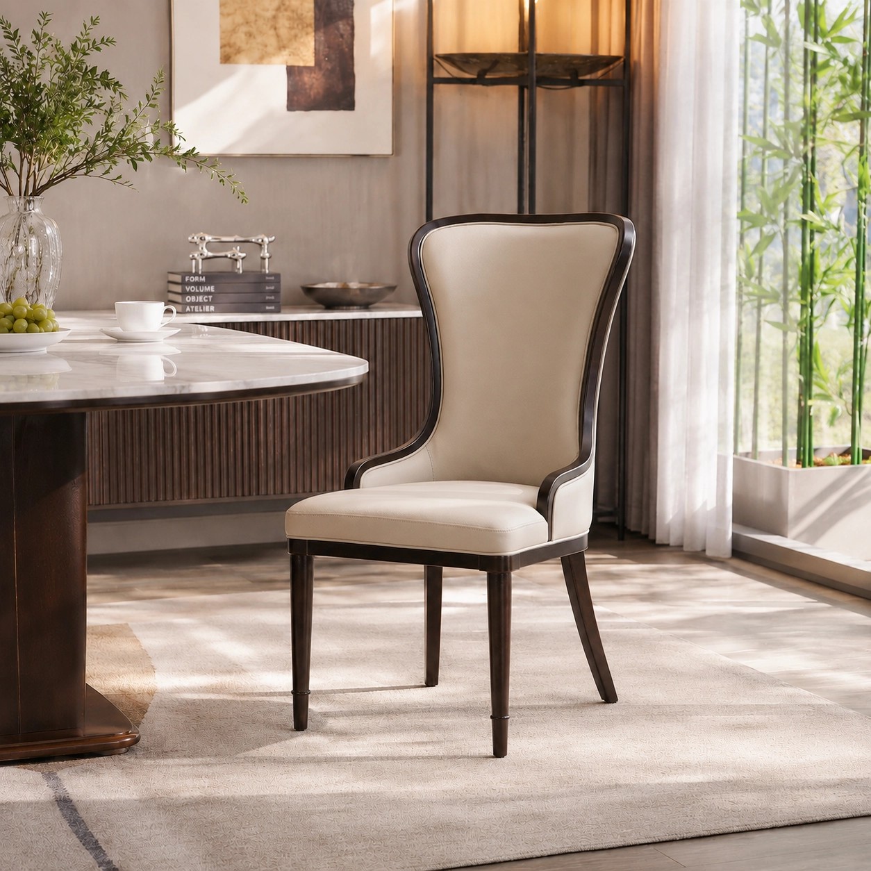 Leather Upholstered Dining Chair with Arms lifestyle 3