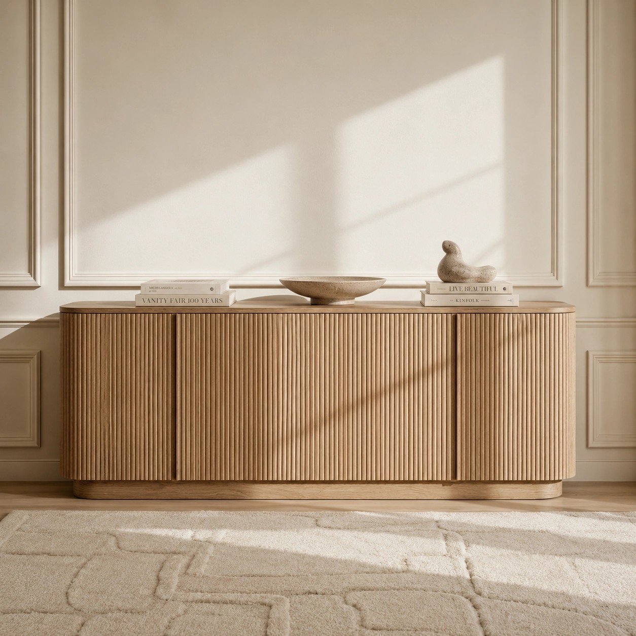 Solid Wood Slatted Sideboard lifestyle 2