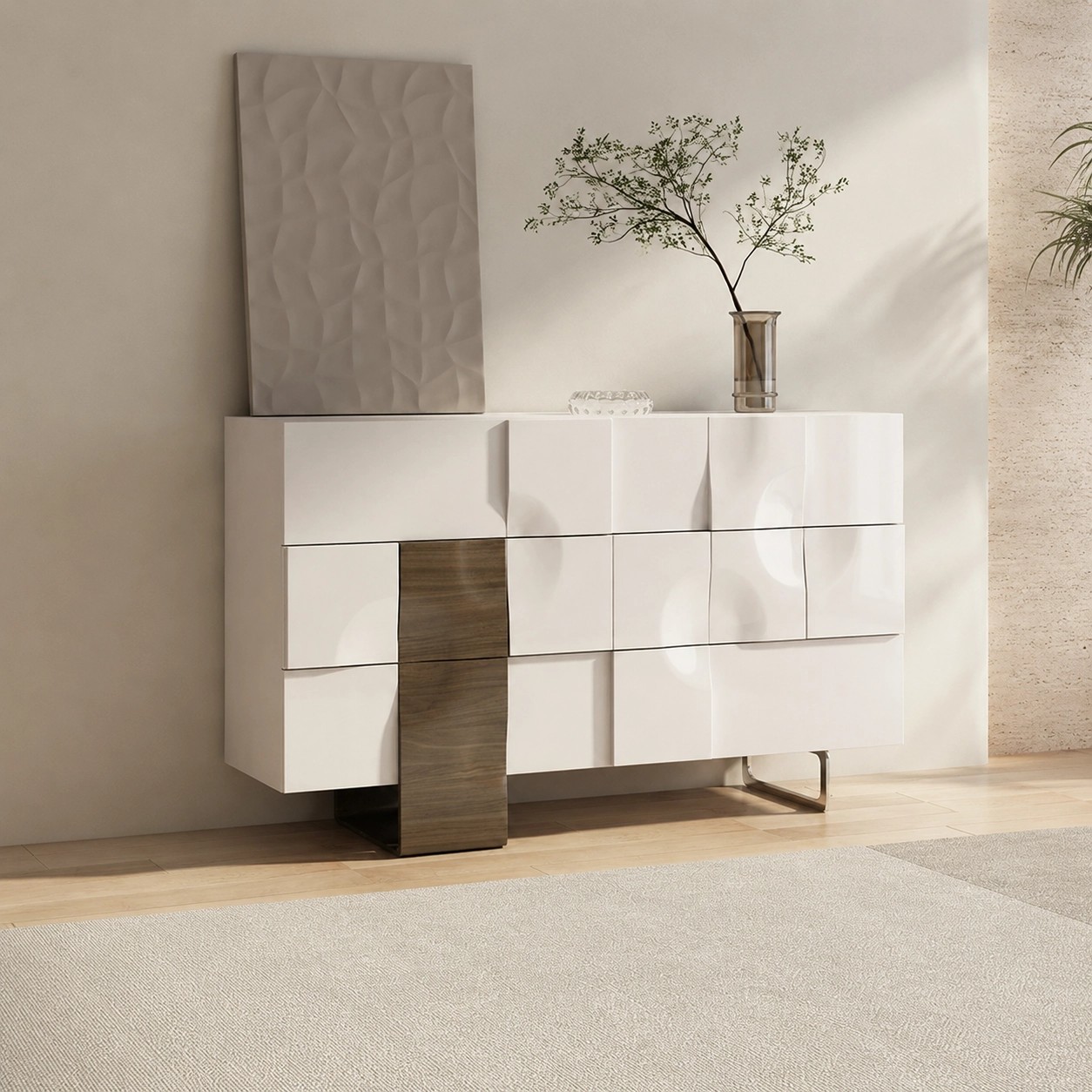Color-Block Sideboard with Mirrored Base lifestyle 3