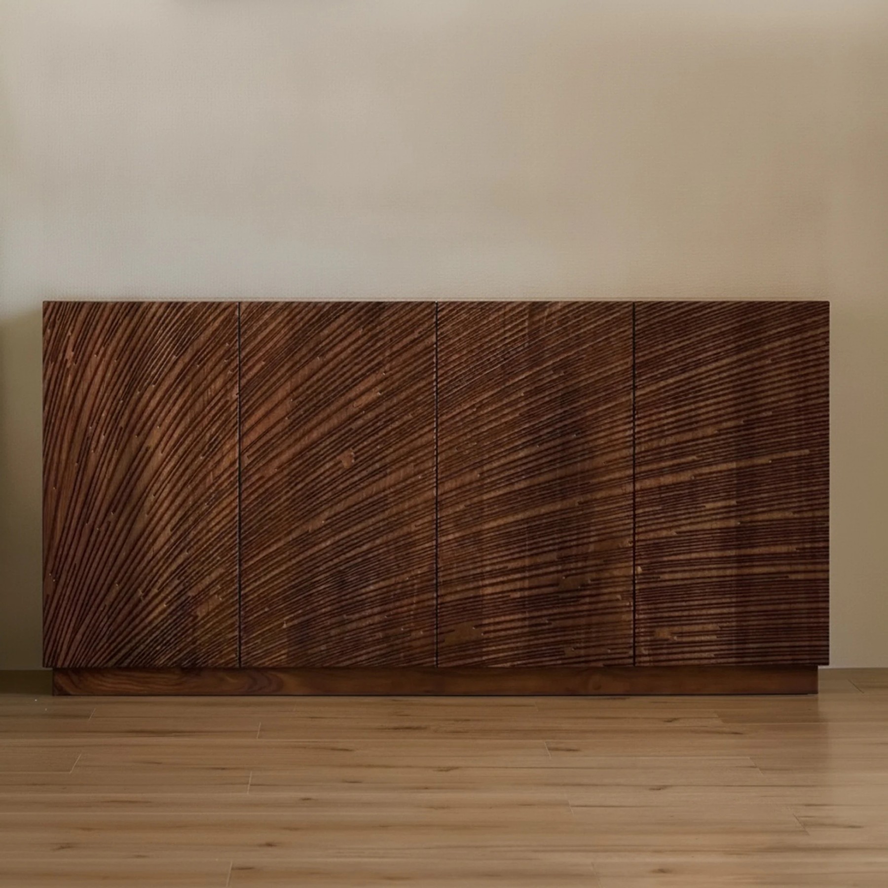 Artistic Carved Solid Walnut Sideboard lifestyle 1