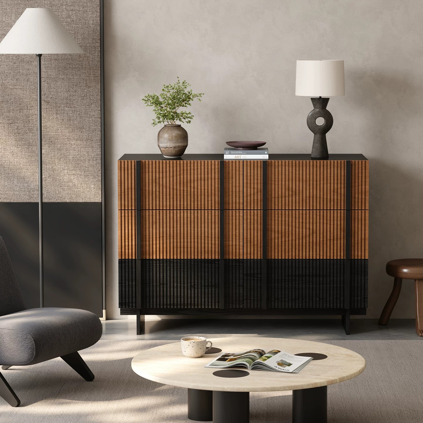 Mid-Century Rubberwood Storage Cabinet lifestyle 3
