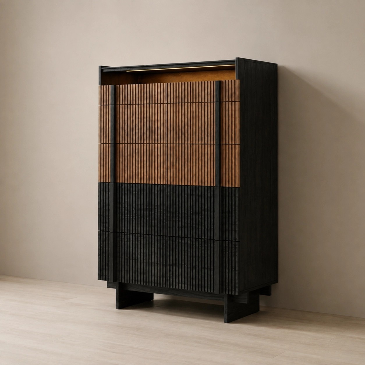 Mid-Century Rubberwood Storage Cabinet lifestyle 1