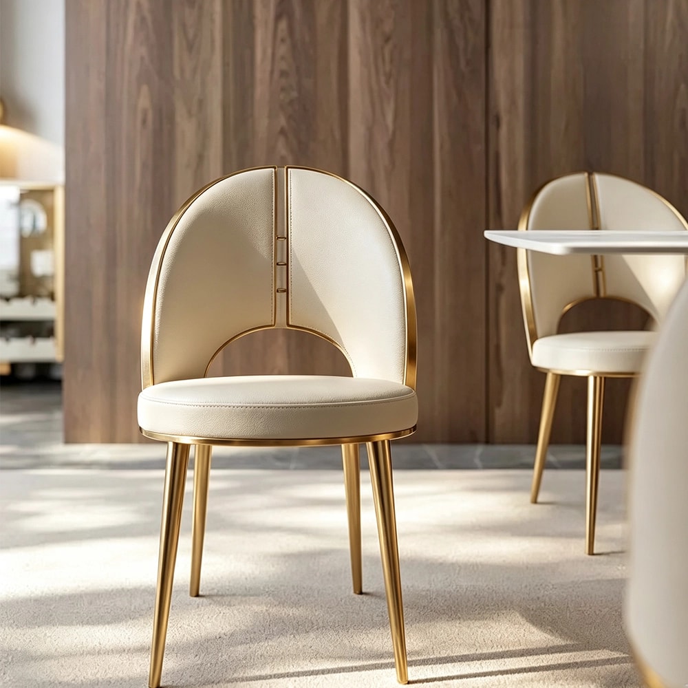 Stainless Steel Leather Dining Chair lifestyle 2