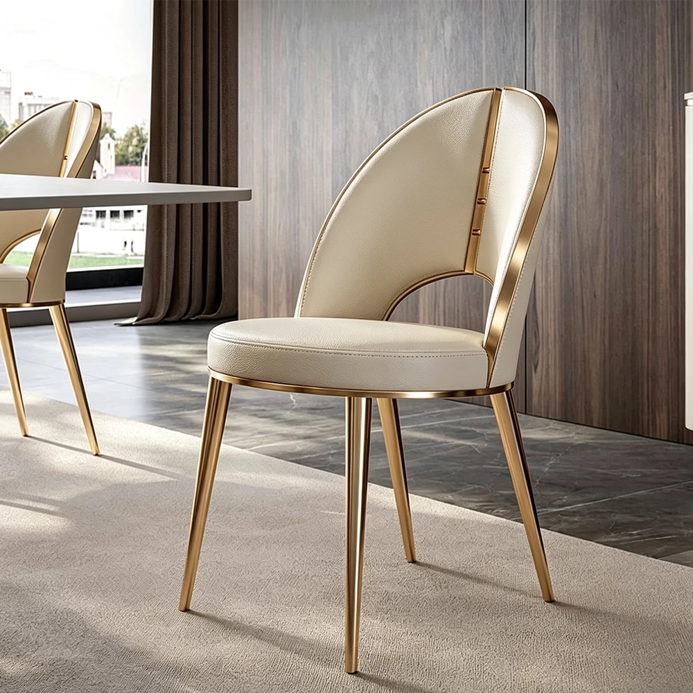 Stainless Steel Leather Dining Chair lifestyle 3