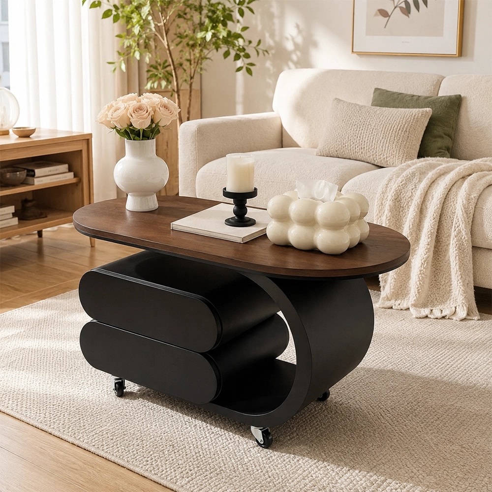 Oval Wood Coffee Table, Mid-Century lifestyle 3