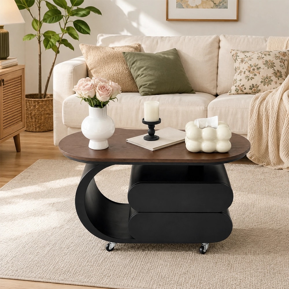Oval Wood Coffee Table, Mid-Century lifestyle 2