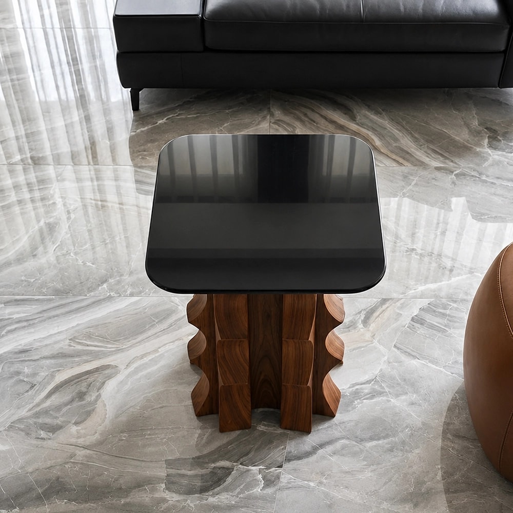 Solid Wood Sculptural Side Table lifestyle 3