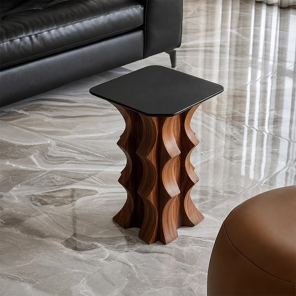 Solid Wood Sculptural Side Table lifestyle 2