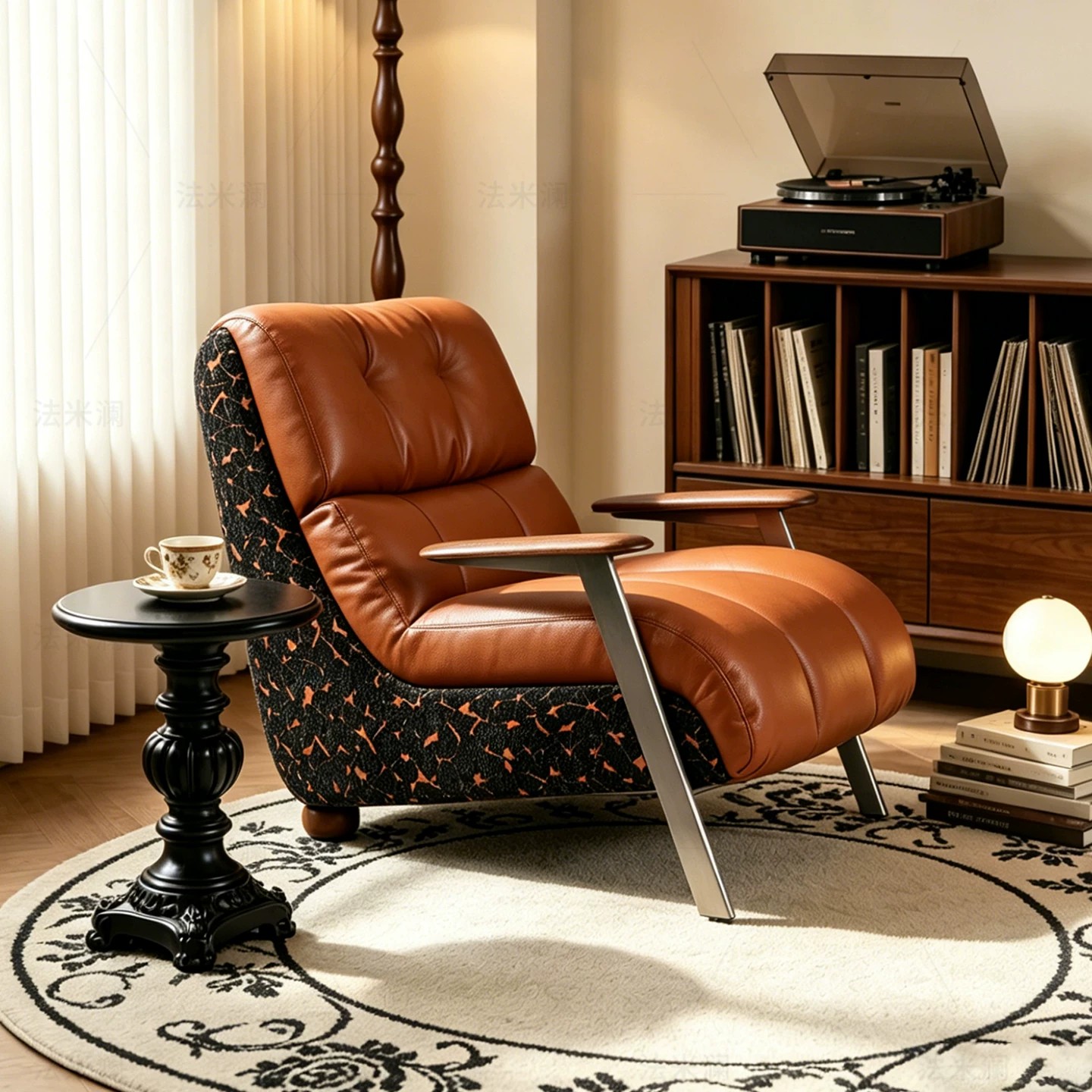 Mid-Century Leather Reclining Lounge Chair lifestyle 3