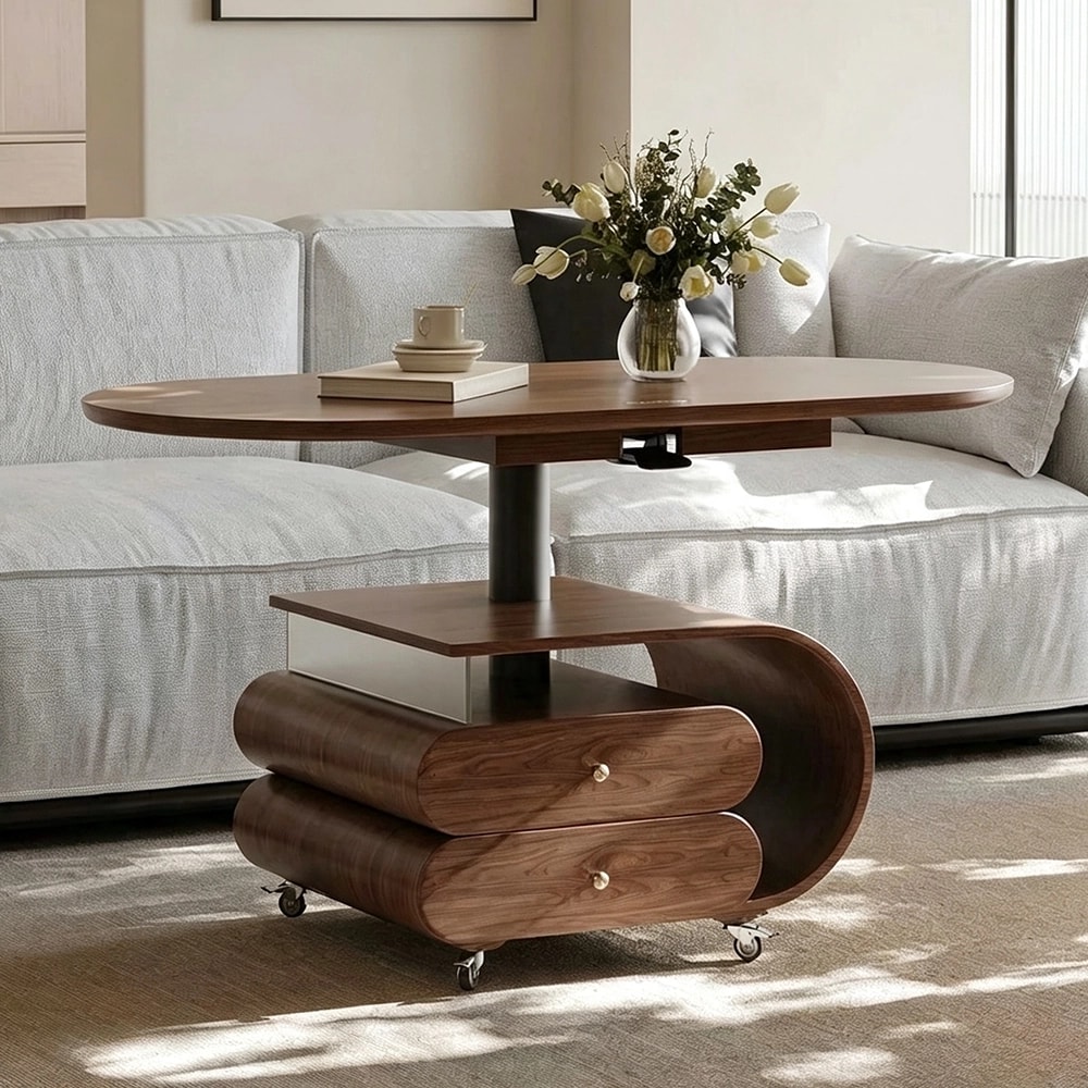 Oval Walnut Lift-Top Coffee Table lifestyle 2