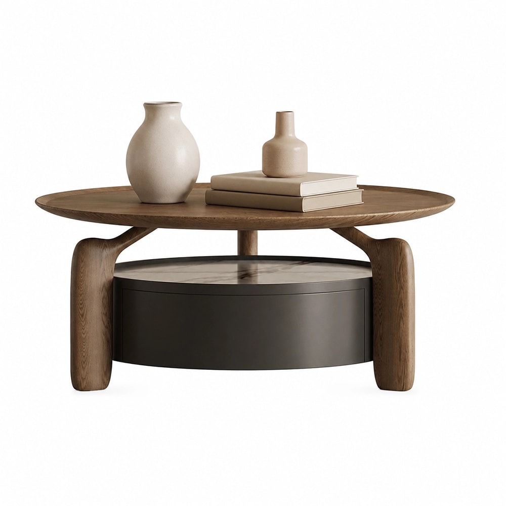 Solid Wood & Sintered Stone Coffee Table Set lifestyle 1