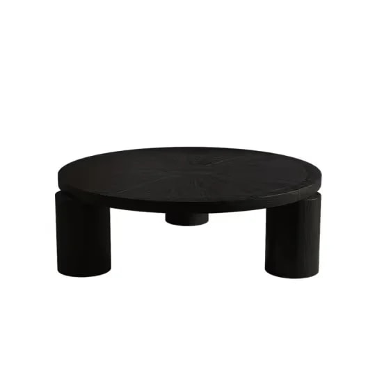 Modern Retro Solid Wood Round Low-Profile Coffee Table lifestyle 1