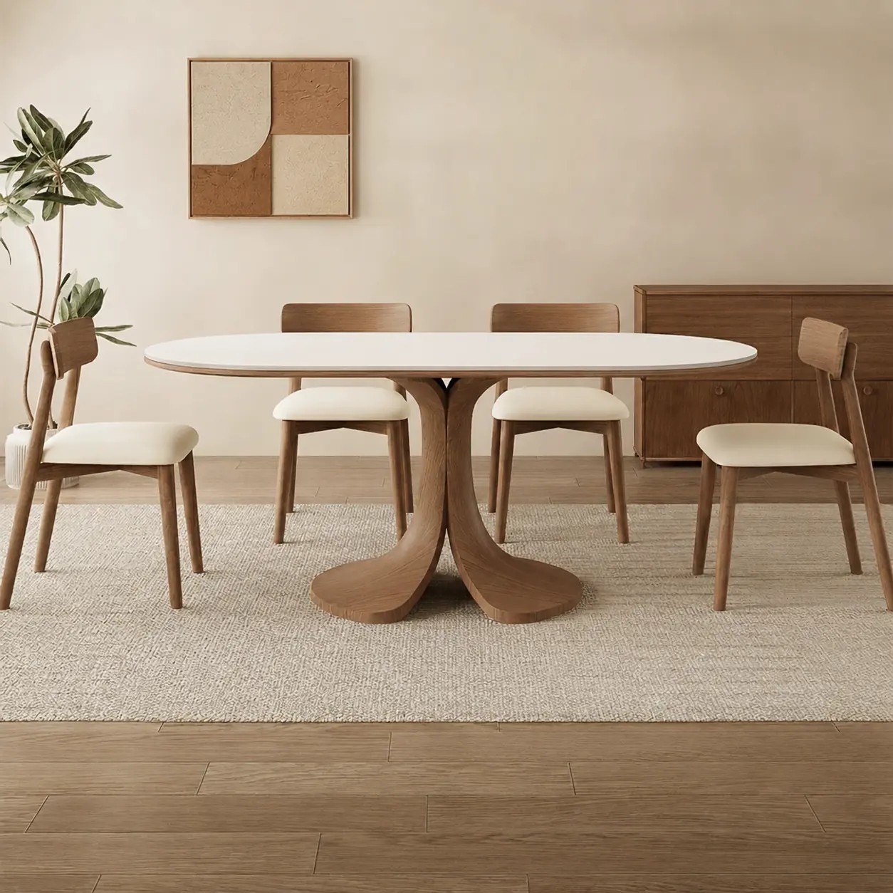 Oval Travertine Dining Table lifestyle 1