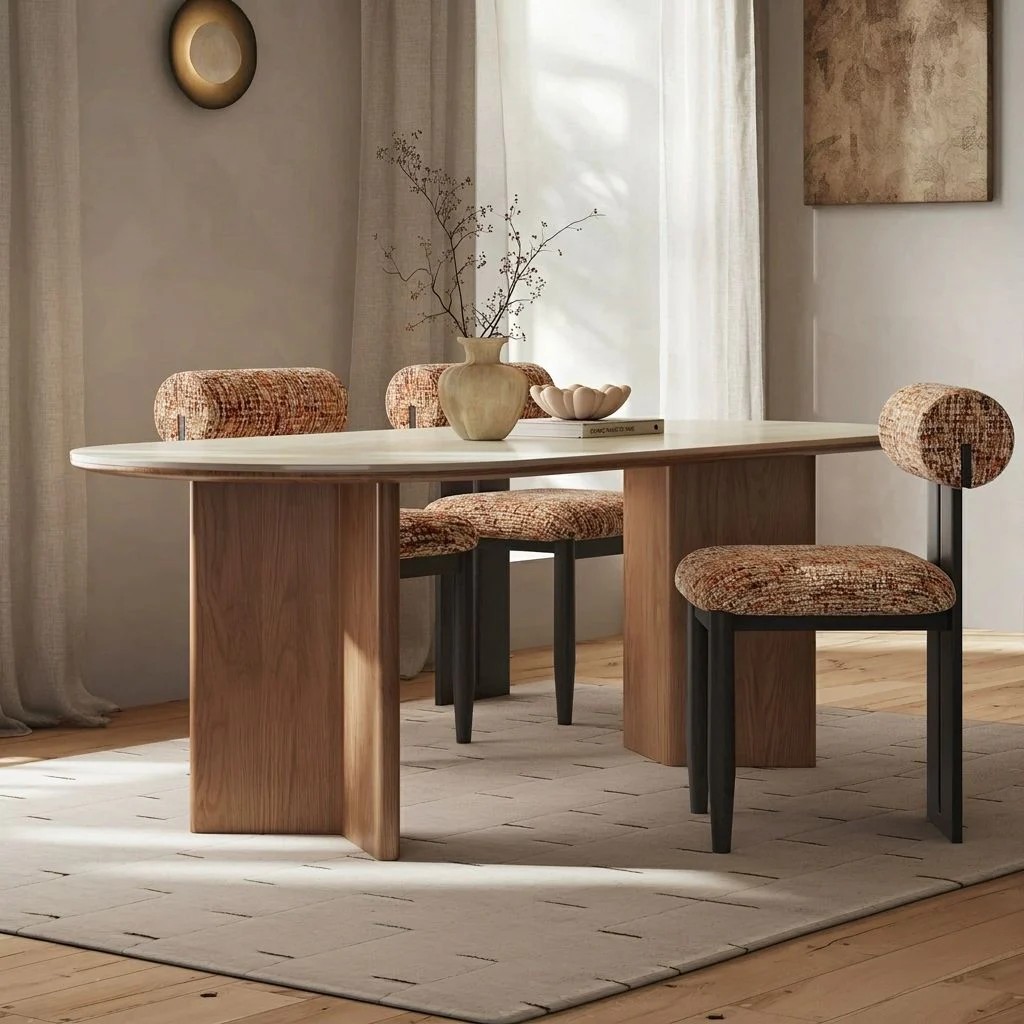 Travertine-Look Sintered Stone Dining Table lifestyle 1