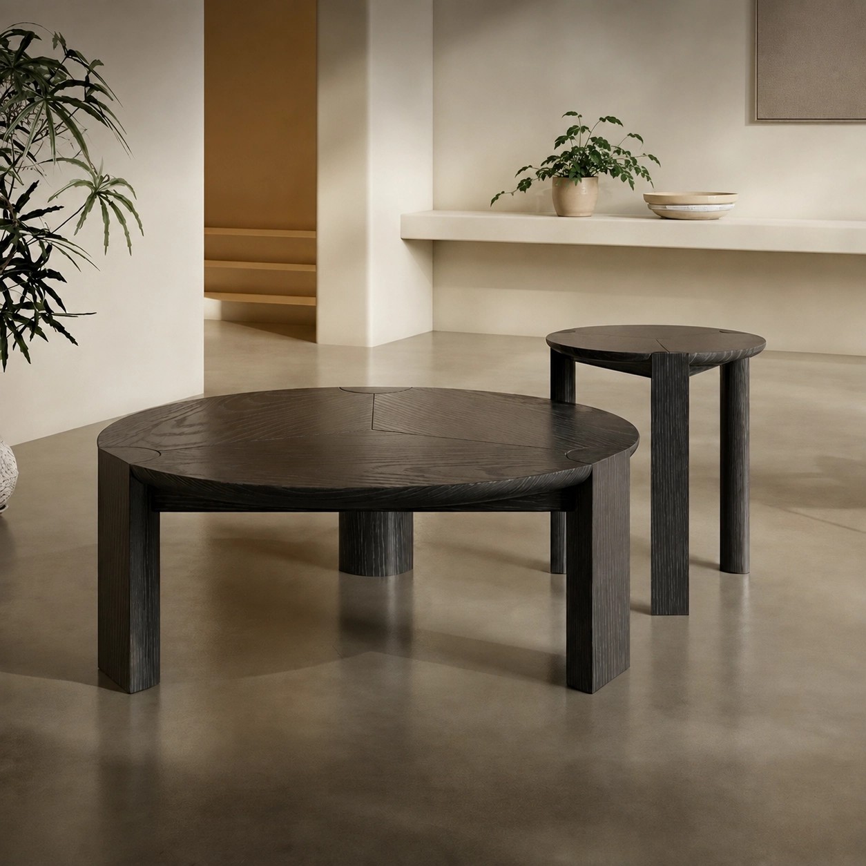 Solid Wood Wabi-sabi Coffee Table Set lifestyle 1