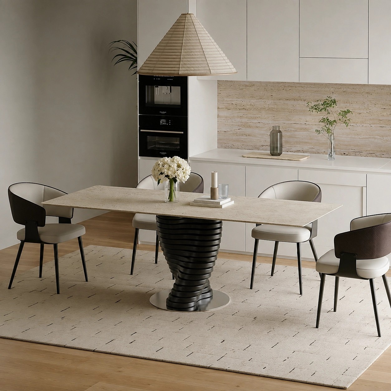 Marble Dining Set with Slim Base lifestyle 1