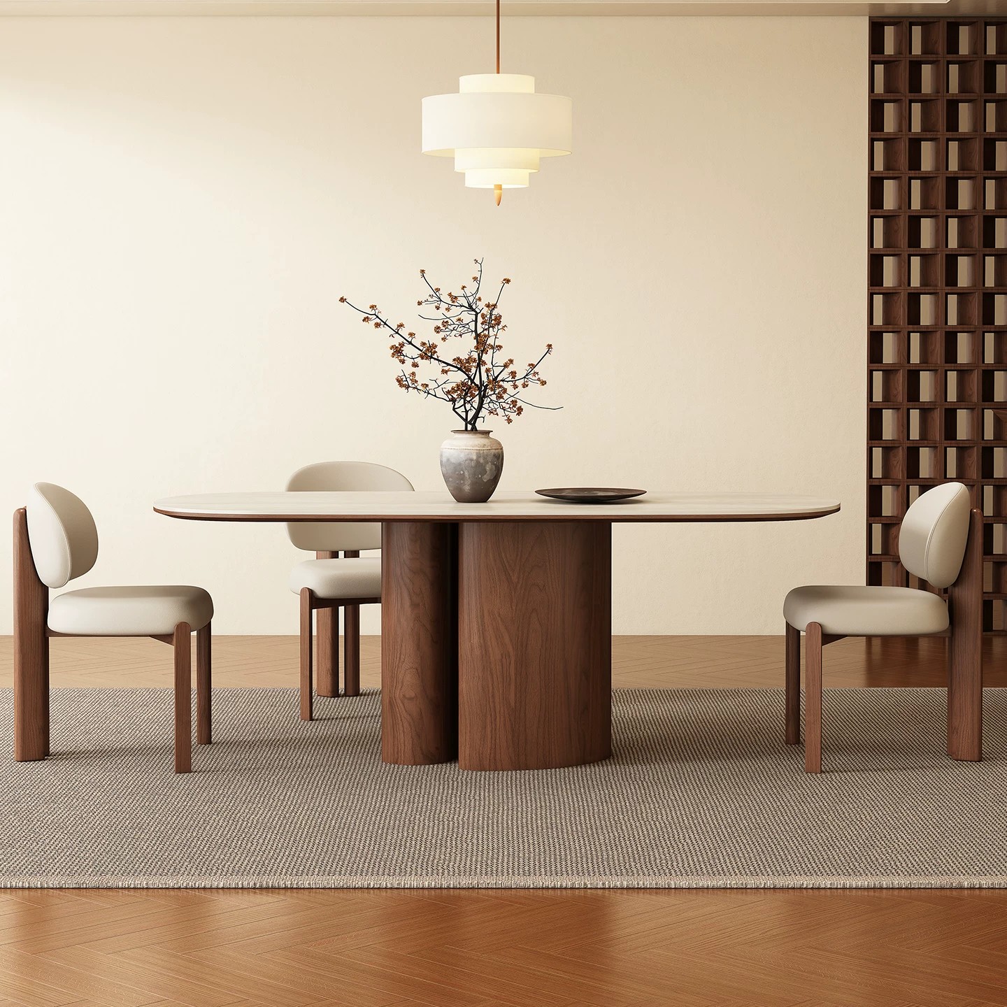 Vintage Travertine Dining Table lifestyle 1