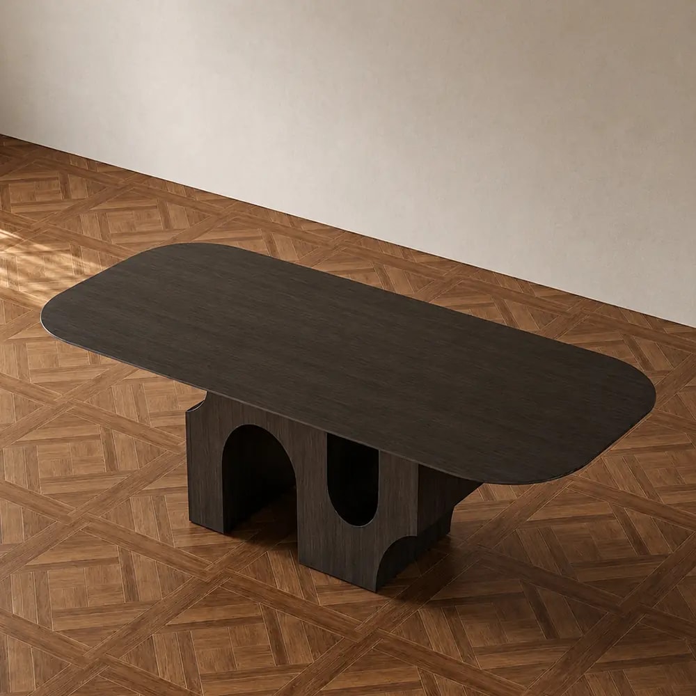 Mid-Century Oak Veneer Dining Table lifestyle 1