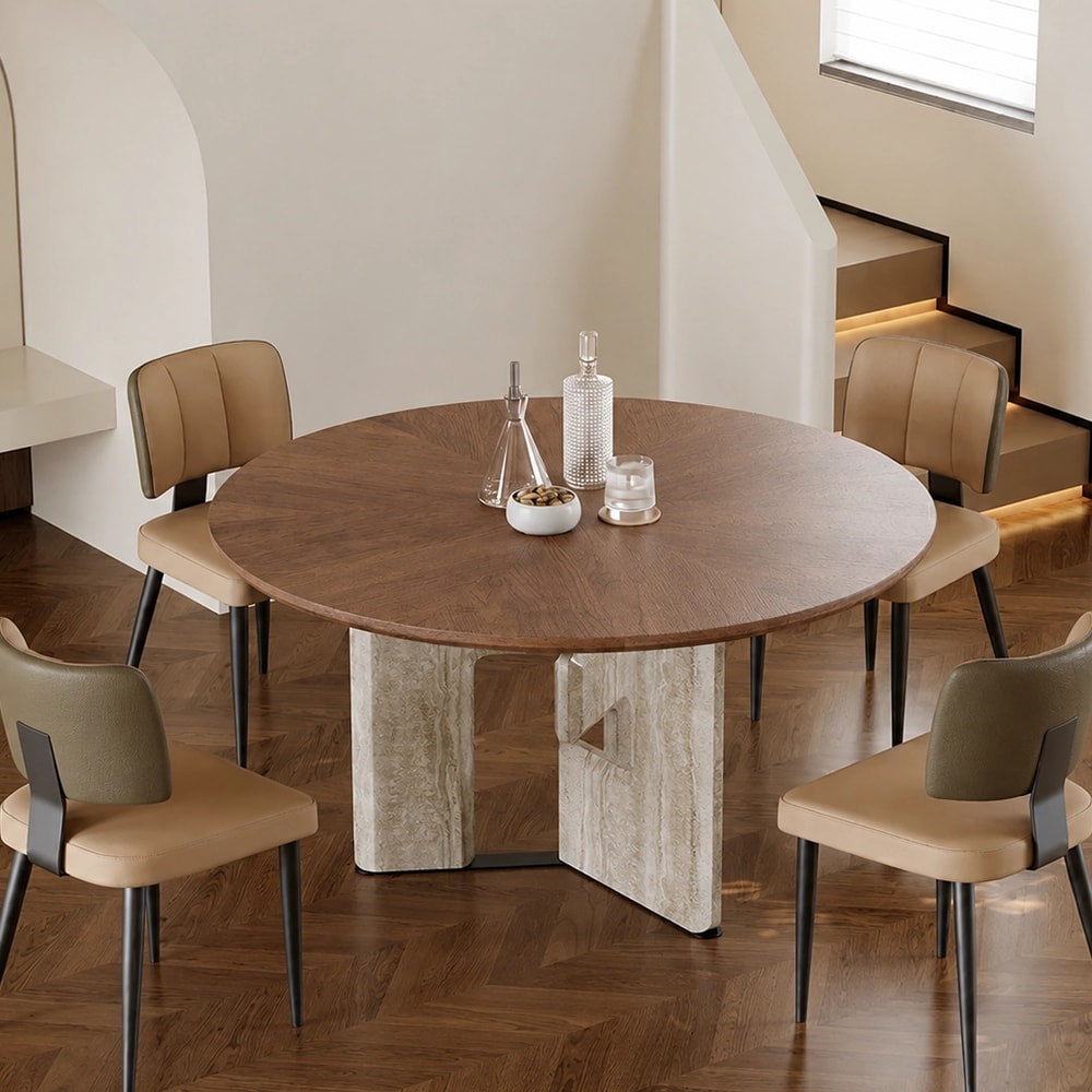 Round Marble Turntable Dining Table lifestyle 1