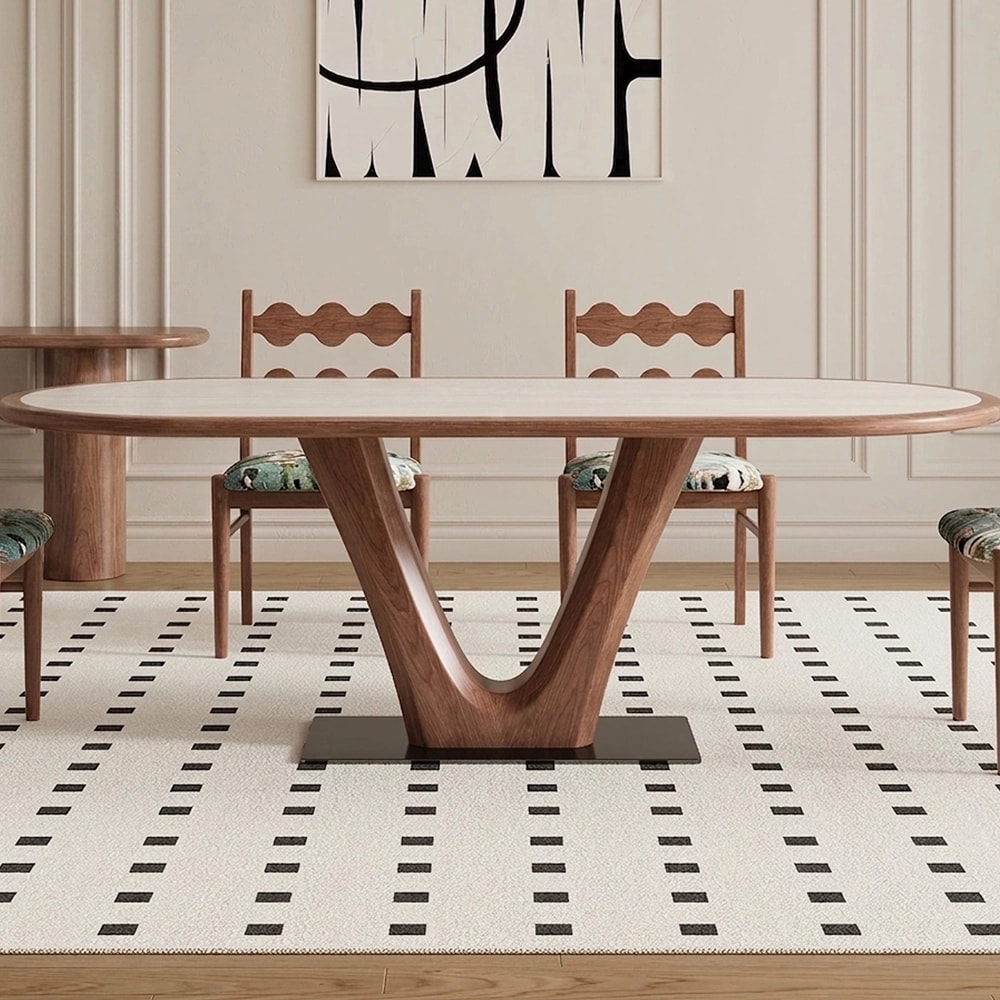 Creamy Modern Oval Dining Table lifestyle 1