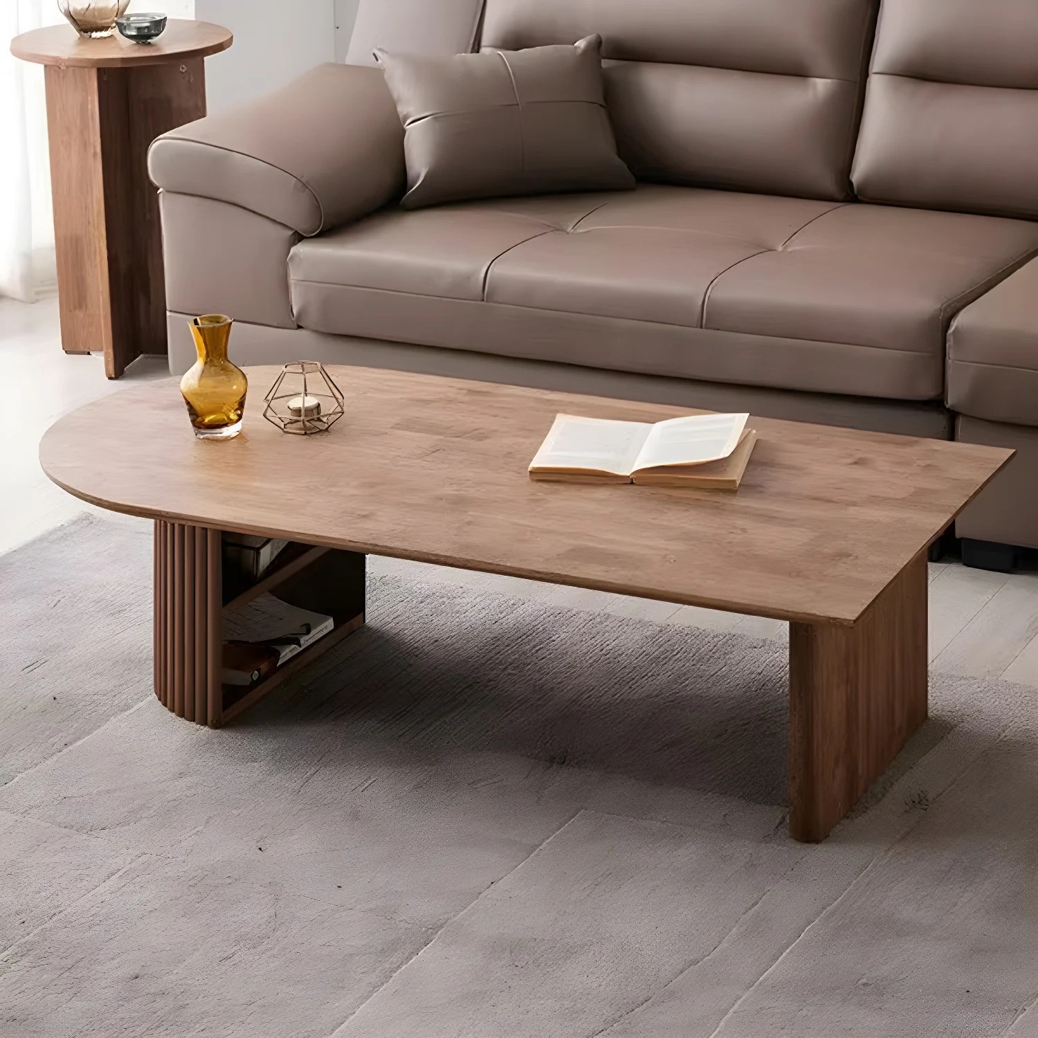 Sculptural Wood Coffee Table lifestyle 1