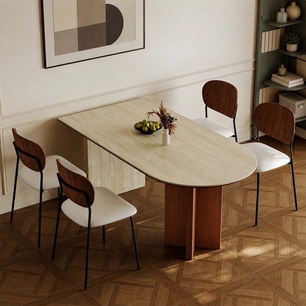 Retro Two-Tone Wood Dining Table lifestyle 1