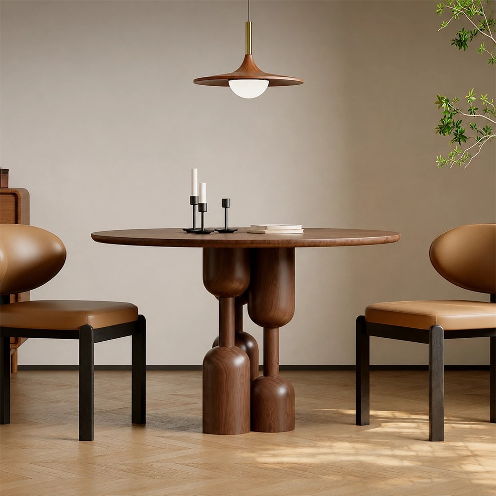Solid Oak Round Dining Table lifestyle 1