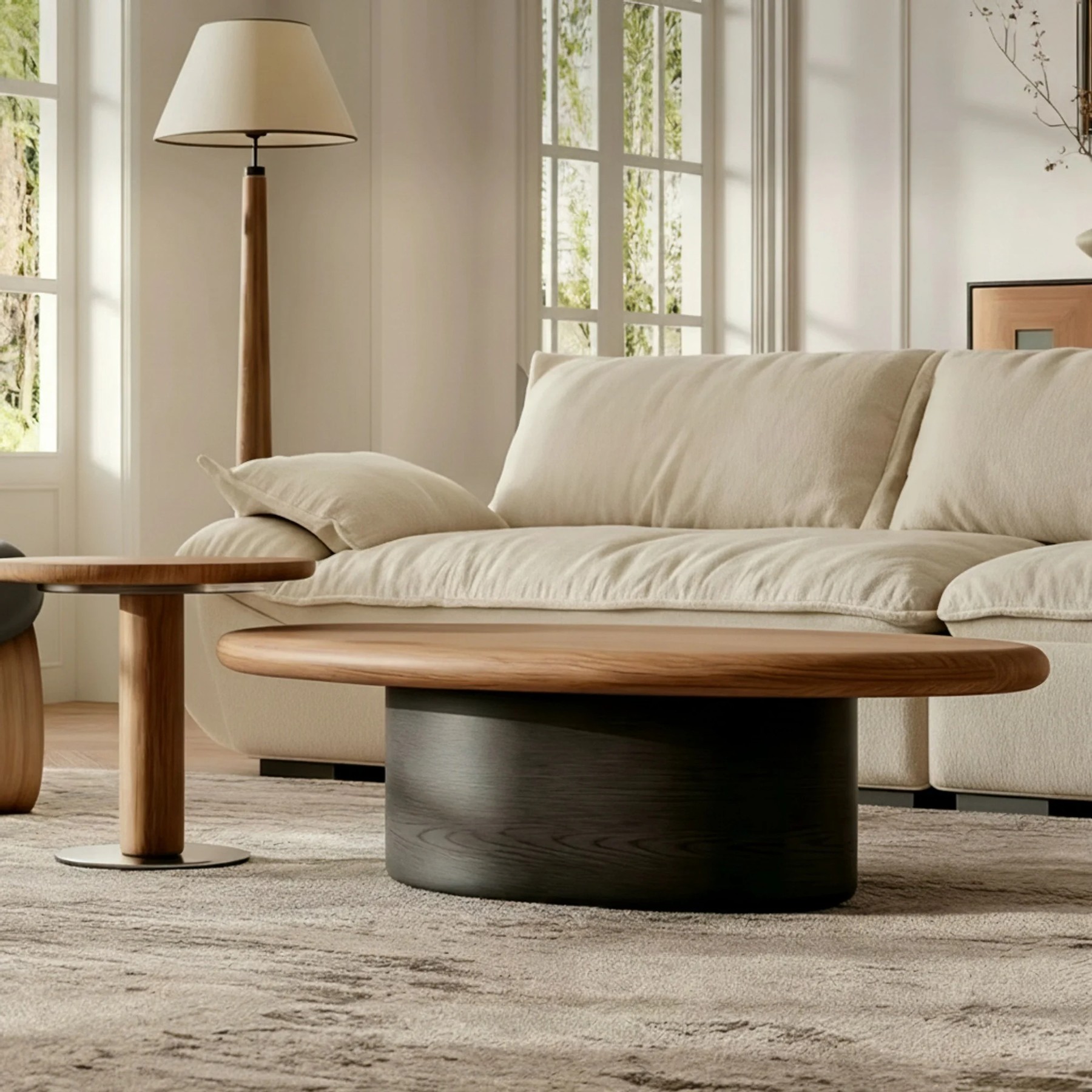 Retro Walnut Staggered Coffee Table Set lifestyle 1