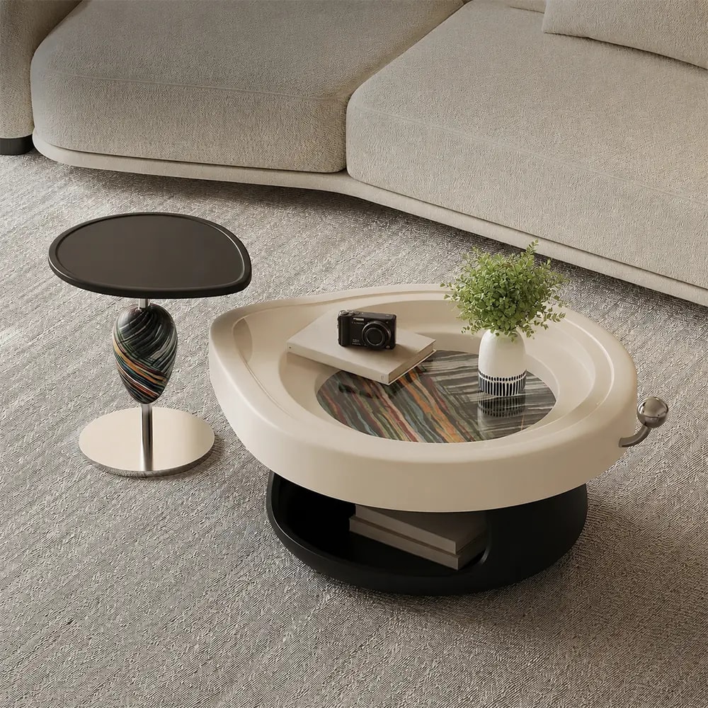Irregular Creamy Coffee Table Set lifestyle 1