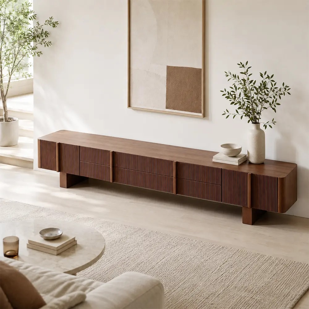 Minimalist Wood TV Stand lifestyle 2