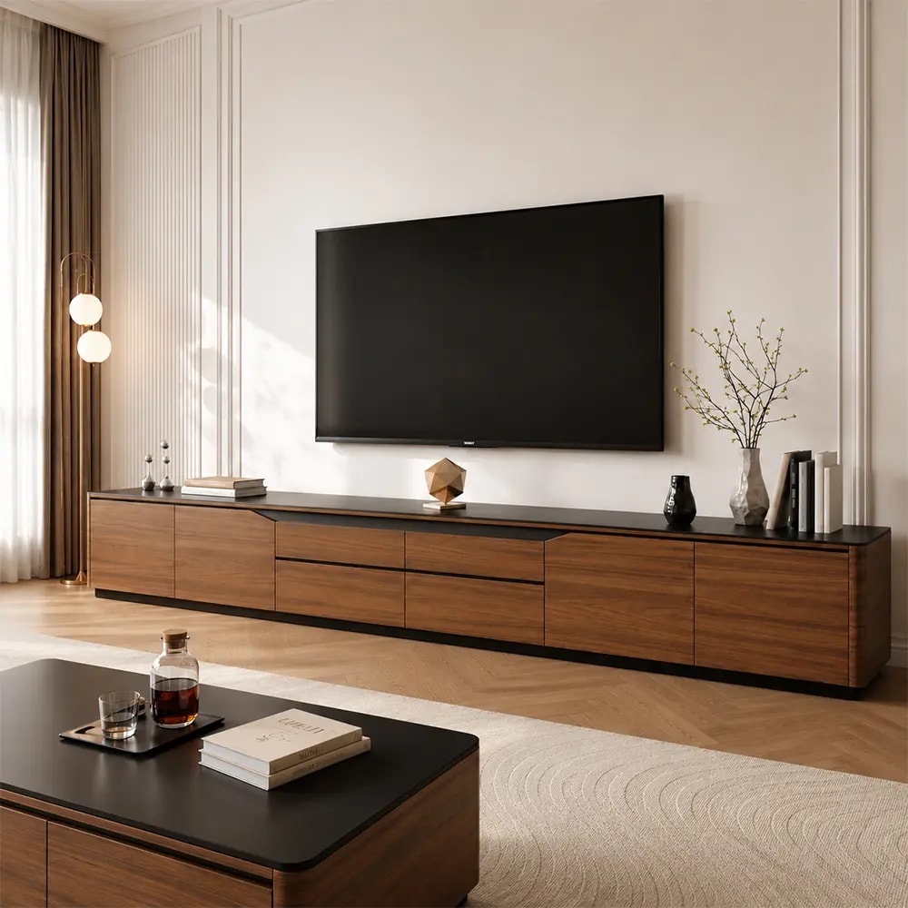 Curved Sintered Stone TV Cabinet lifestyle 1