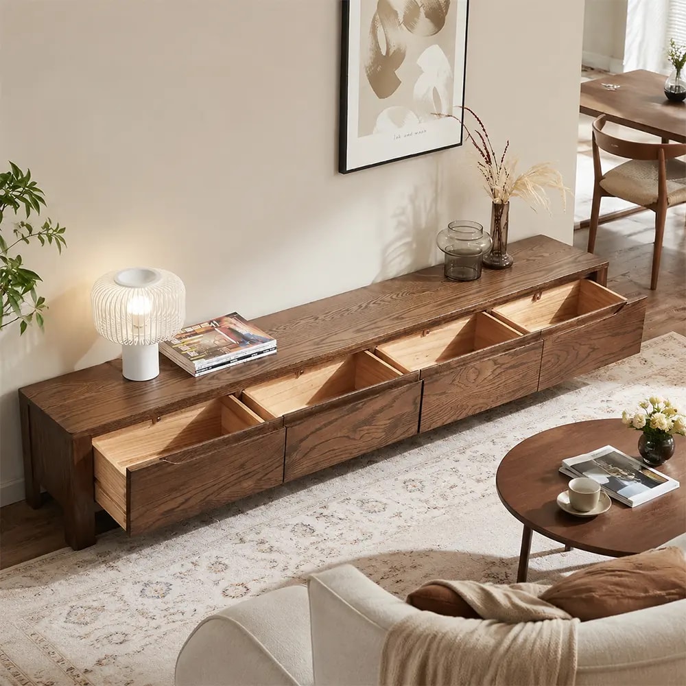 Solid Oak Modern TV Cabinet lifestyle 3