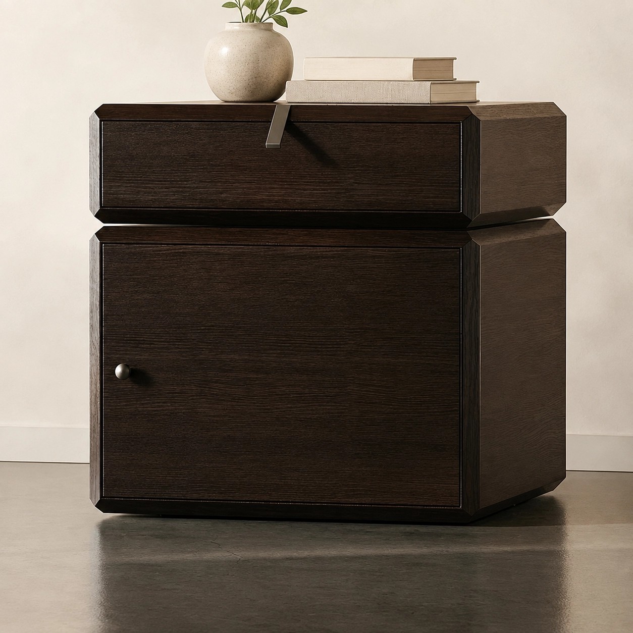 Rotatable Dark Wood Nightstand lifestyle 2