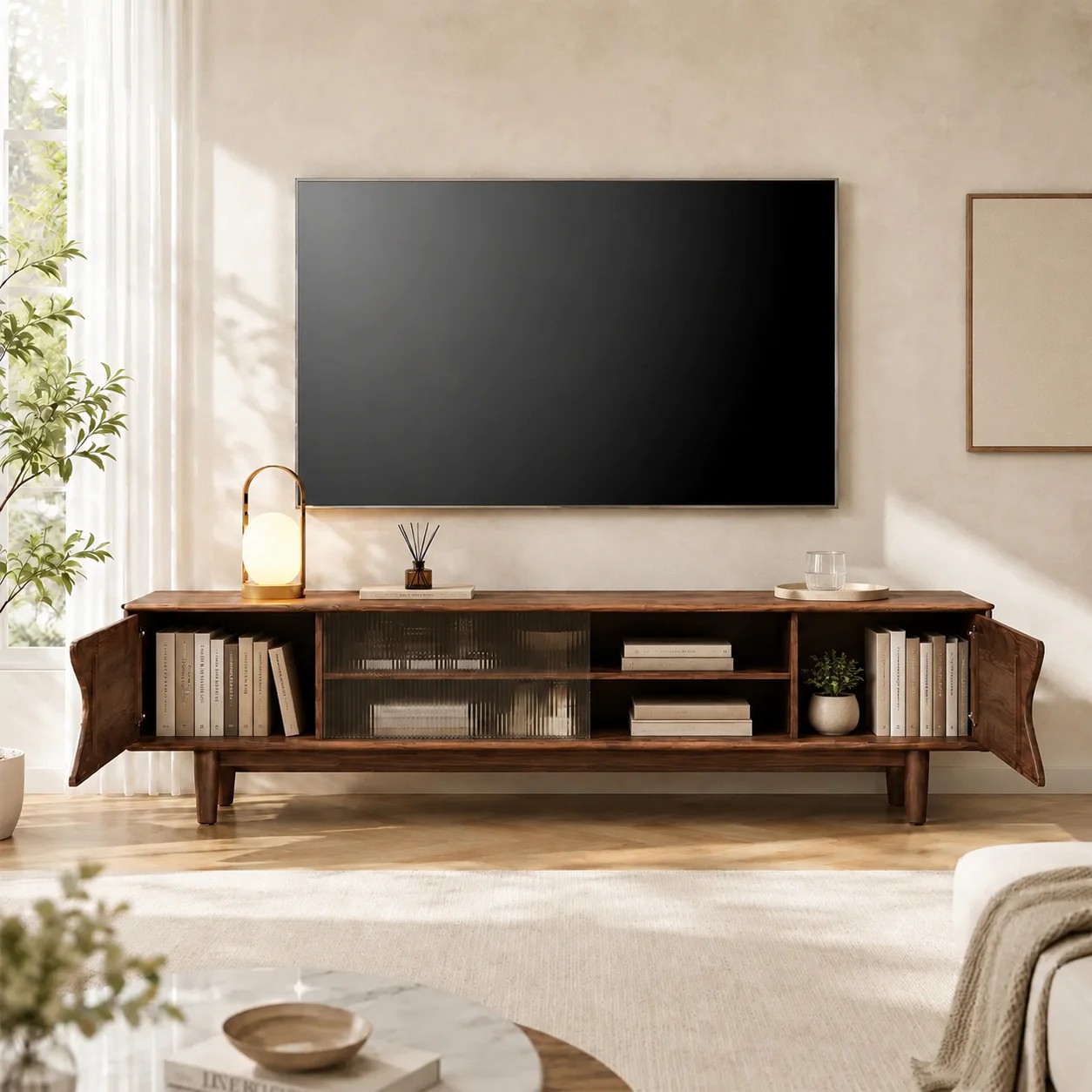 Mid-Century Walnut Media Console lifestyle 3