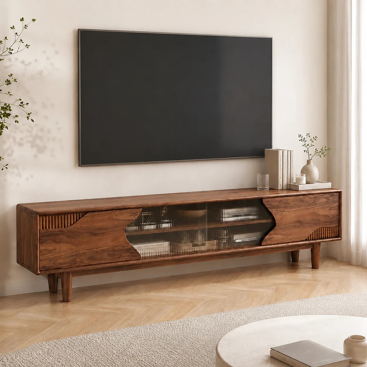 Mid-Century Walnut Media Console lifestyle 2