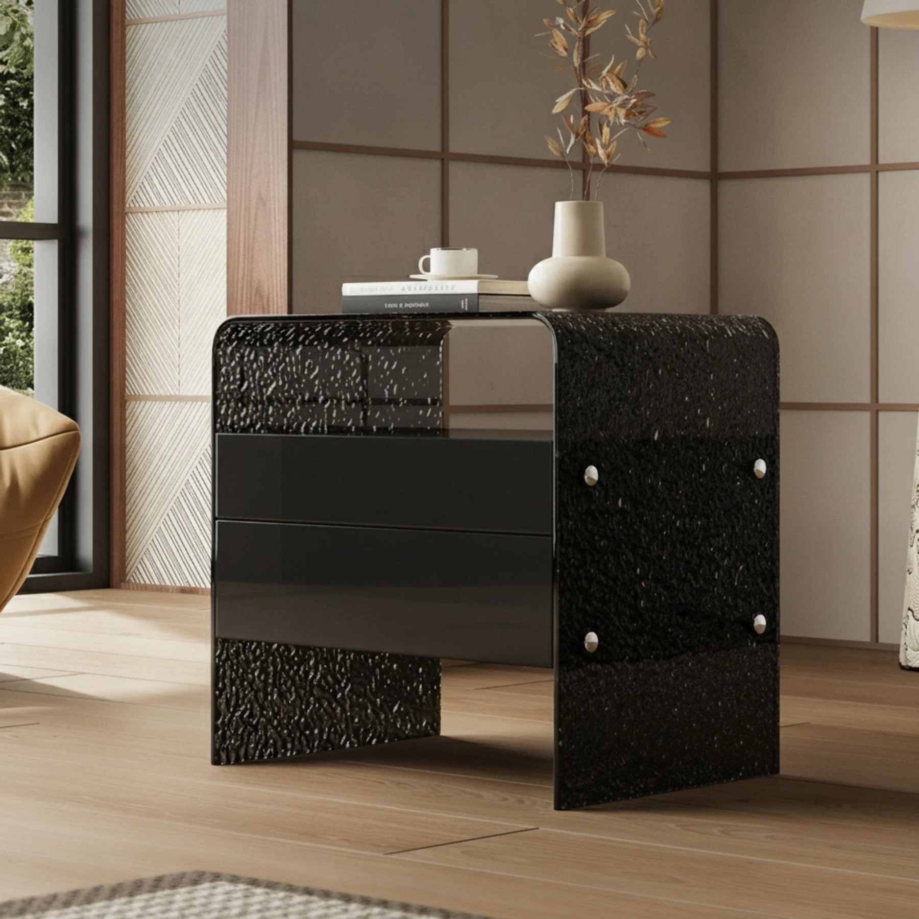 Minimalist Ripple Nightstand lifestyle 1