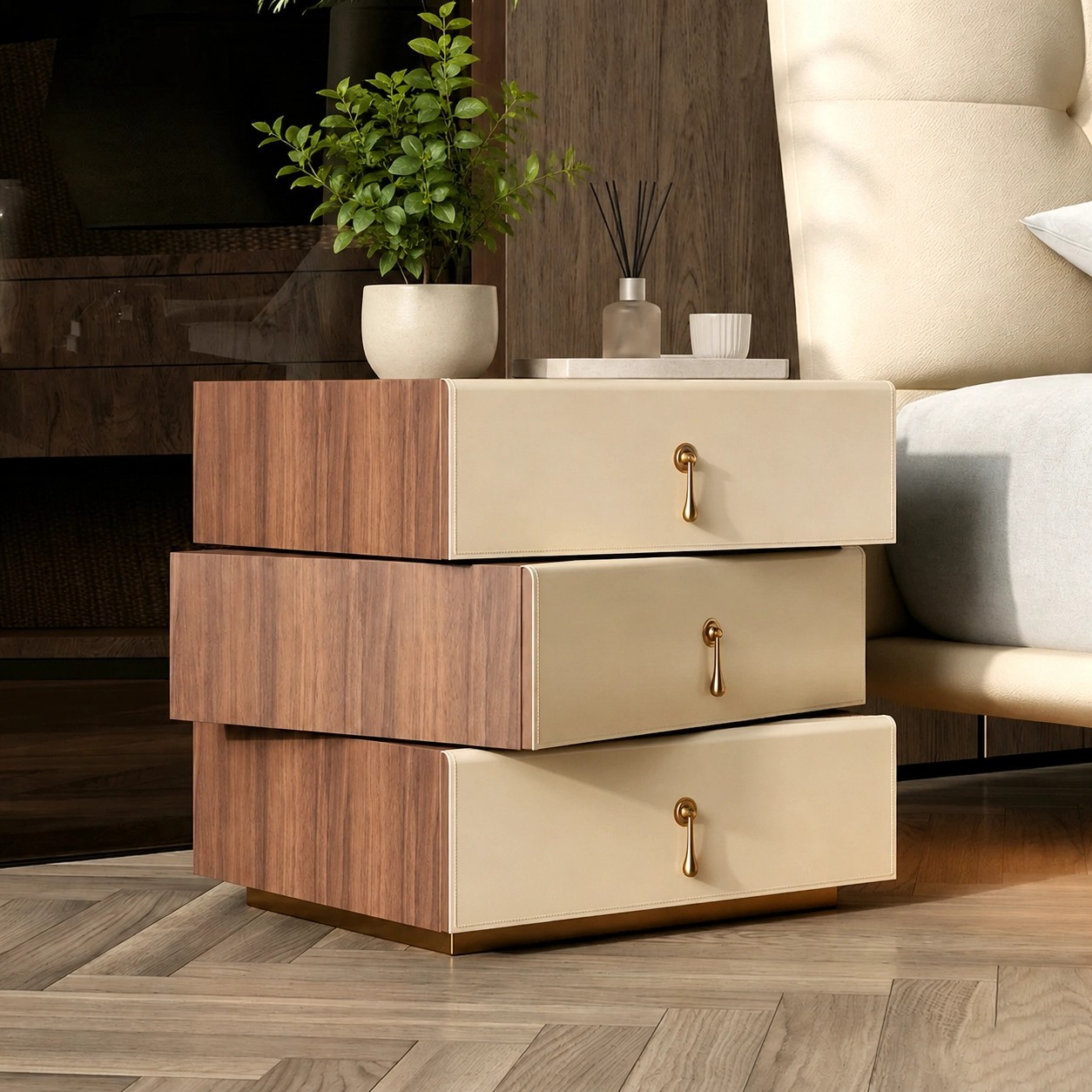 Wabi-Sabi Rotating Nightstand lifestyle 2