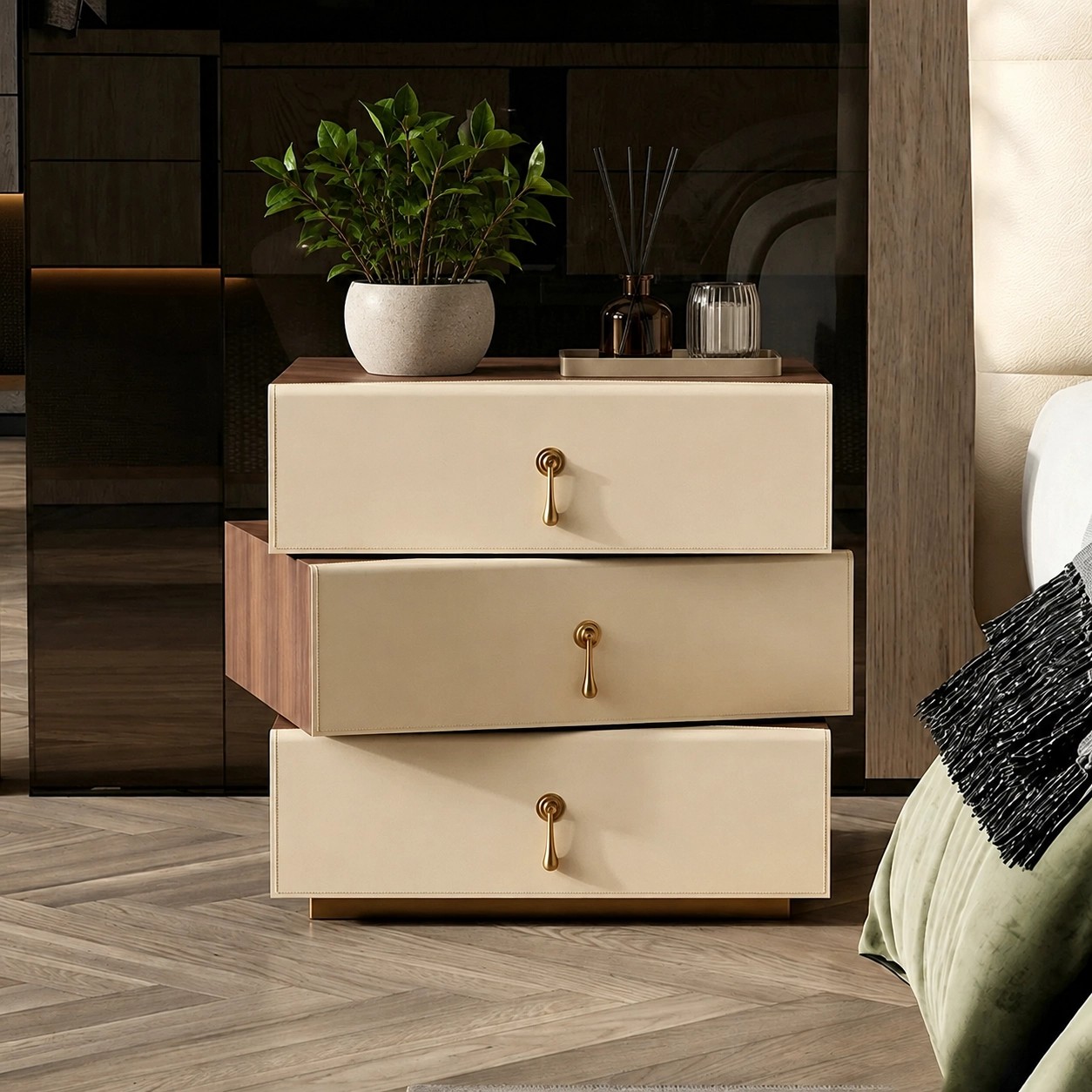 Wabi-Sabi Rotating Nightstand lifestyle 1