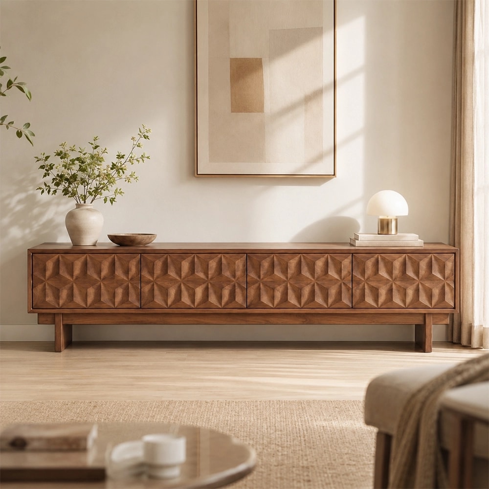 Modern Geometric Embossed TV Cabinet lifestyle 1